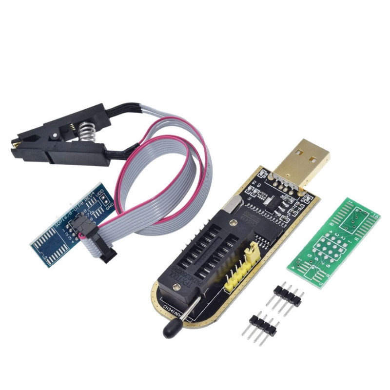 CH341A 24/25 Séries EEPROM Flash BIOS USB Module de Programmation + Pince SOIC 8 SOP8