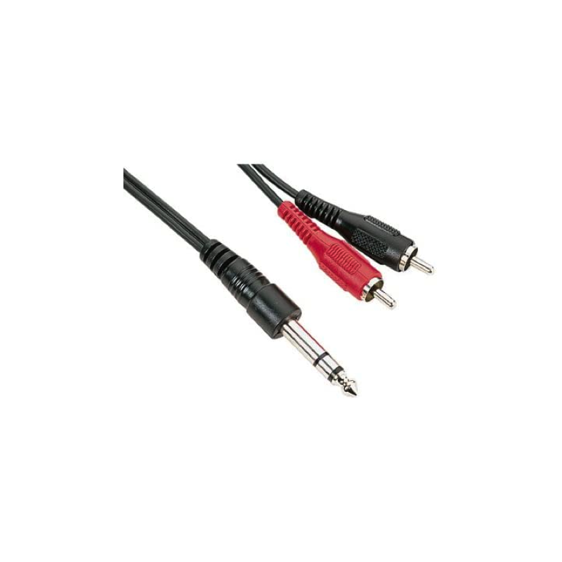 Cordon Jack. Mâle Stéréo 6.3/2RCA. Mâles 1.2m